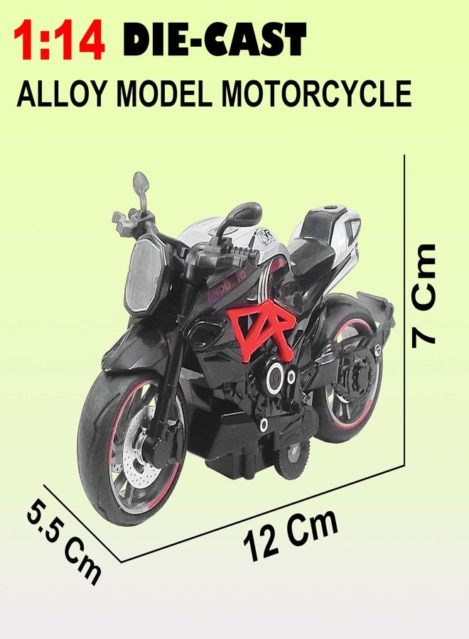 VGRASSP 1:14 Scale Model Pull Back Action Die Cast Superbike Toy Vehicle for Kids - Rubber Tyres, Detailed Exterior Sports Motorcycle Toy - L 12 X B 6 X H 8 CM (Color As Per Stock) (Super Bike) - Image 3